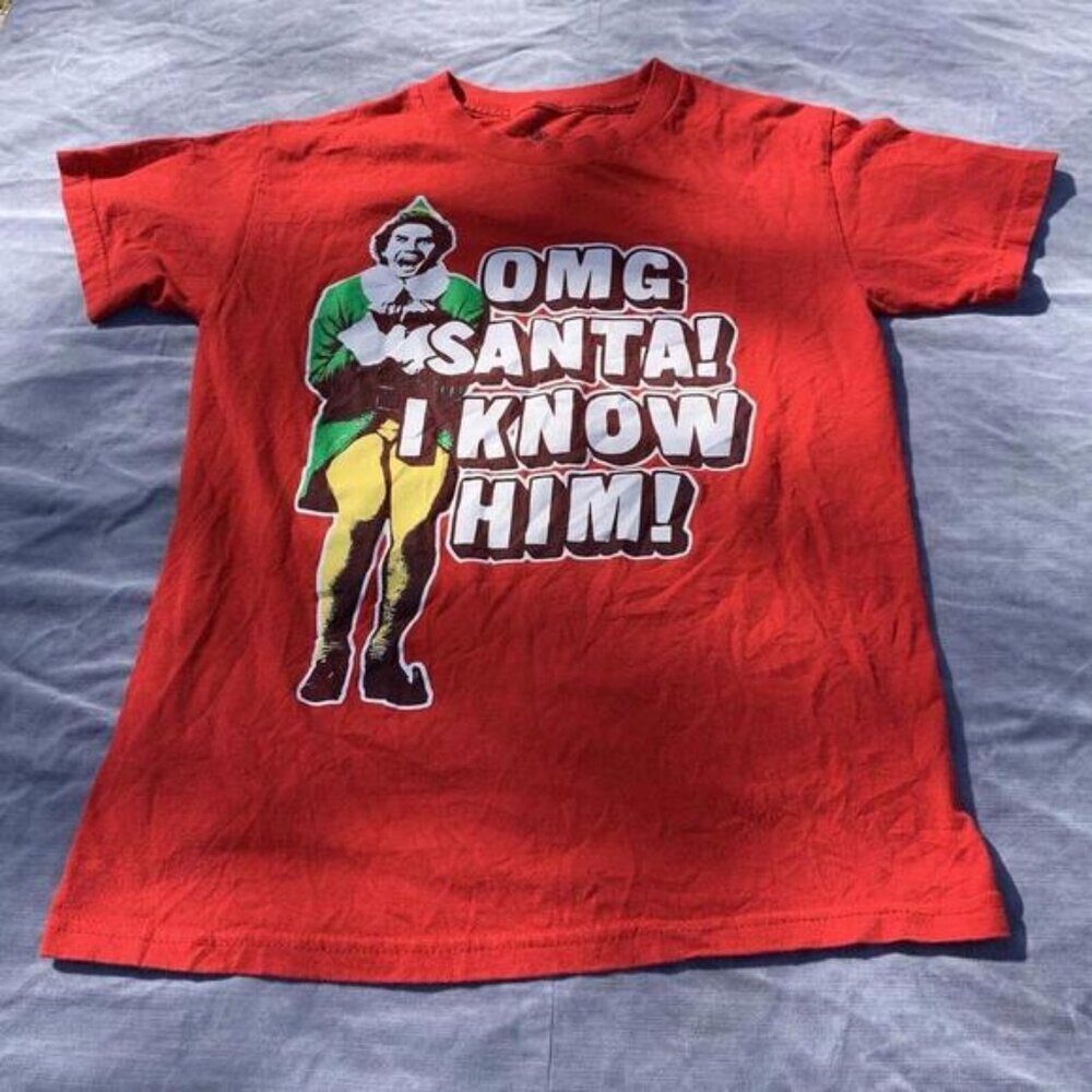 WILL FERRELL ELF OMG SANTA I KNOW HIM! Red Short Sleeve TSHIRT Size Small​​​